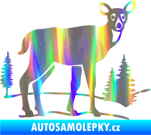 Samolepka Srna 002 pravá s krajinou Holografická
