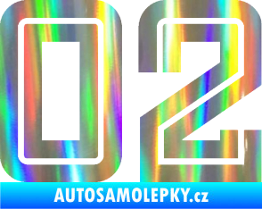 Samolepka Startovní číslo 02 typ 7 Holografická