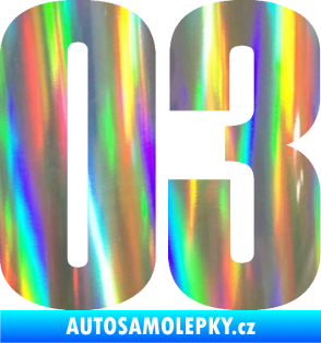 Samolepka Startovní číslo 03 typ 2   Holografická