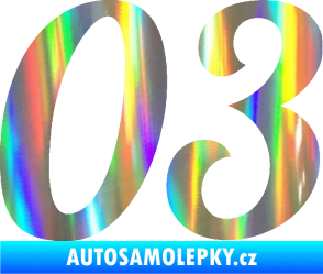 Samolepka Startovní číslo 03 typ 3 Holografická