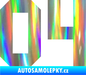 Samolepka Startovní číslo 04 Holografická