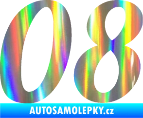 Samolepka Startovní číslo 08 typ 3 Holografická