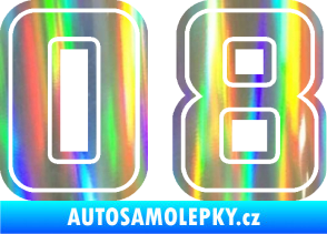 Samolepka Startovní číslo 08 typ 5 Holografická