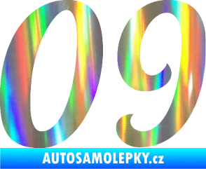 Samolepka Startovní číslo 09 typ 3  Holografická