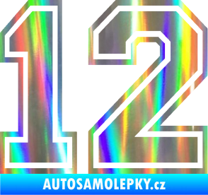 Samolepka Startovní číslo 12 typ 4 Holografická