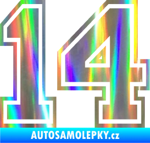 Samolepka Startovní číslo 14 typ 4 Holografická