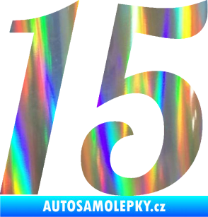 Samolepka Startovní číslo 15 typ 3      Holografická