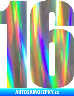 Samolepka Startovní číslo 16 typ 2   Holografická