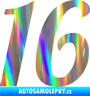 Samolepka Startovní číslo 16 typ 3       Holografická