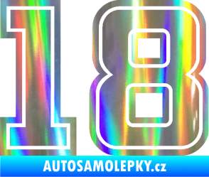 Samolepka Startovní číslo 18 typ 5 Holografická