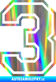 Samolepka Startovní číslo 3 typ 4 Holografická