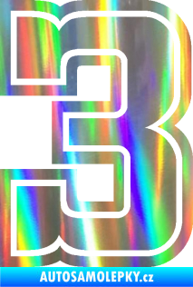 Samolepka Startovní číslo 3 typ 5 Holografická