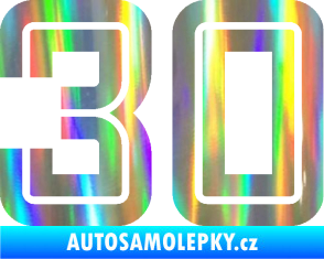 Samolepka Startovní číslo 30 typ 7 Holografická