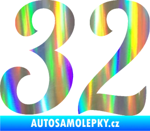 Samolepka Startovní číslo 32 typ 3 Holografická