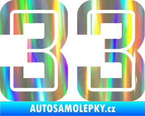 Samolepka Startovní číslo 33 typ 7 Holografická