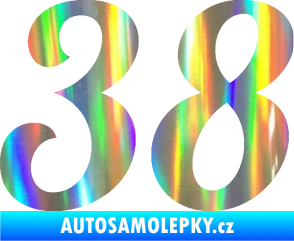 Samolepka Startovní číslo 38 typ 3  Holografická