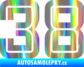 Samolepka Startovní číslo 38 typ 7 Holografická