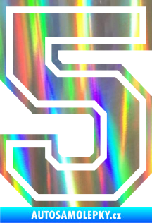 Samolepka Startovní číslo 5 typ 4 Holografická
