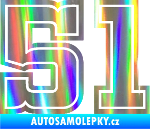 Samolepka Startovní číslo 51 typ 5 Holografická