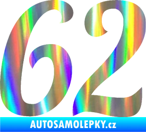 Samolepka Startovní číslo 62 typ 3 Holografická