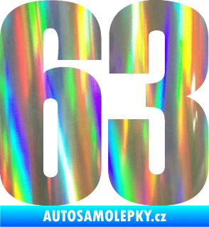 Samolepka Startovní číslo 63 typ 2   Holografická