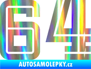 Samolepka Startovní číslo 64 typ 7 Holografická