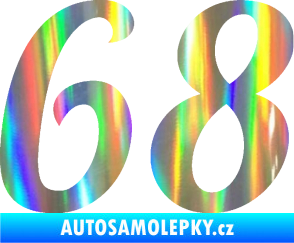 Samolepka Startovní číslo 68 typ 3 Holografická