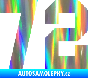 Samolepka Startovní číslo 72 Holografická