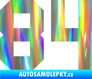 Samolepka Startovní číslo 84 Holografická