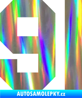 Samolepka Startovní číslo 91 Holografická
