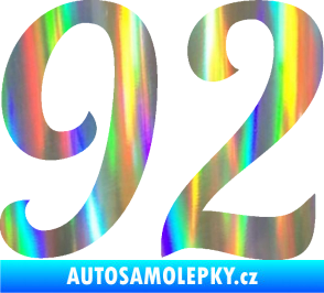 Samolepka Startovní číslo 92 typ 3   Holografická