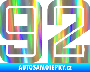 Samolepka Startovní číslo 92 typ 7 Holografická