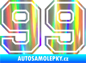 Samolepka Startovní číslo 99 typ 4 Holografická
