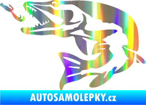 Samolepka Štika 005 levá s návnadou Holografická