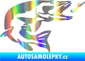 Samolepka Štika 005 pravá s návnadou Holografická