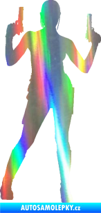 Samolepka Střelkyně 002 pravá girl with gun Holografická