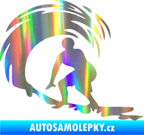 Samolepka Surfař 005 levá velké vlny Holografická