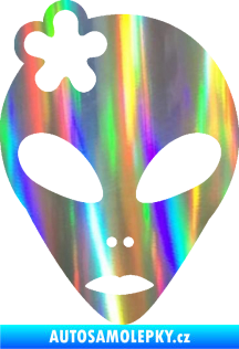 Samolepka UFO 009 slečna s kytičkou levá Holografická