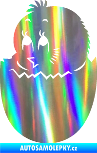 Samolepka Velikonoční dekorace 001 levá kuřátko Holografická
