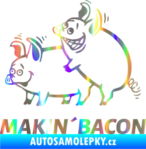 Samolepka Veselá prasátka makin bacon levá Holografická