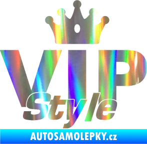 Samolepka VIP styl nápis s korunkou Holografická