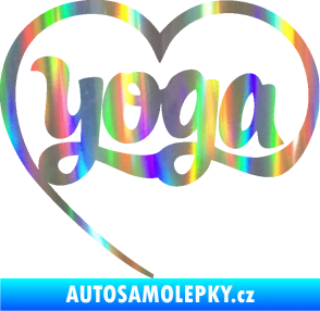 Samolepka Yoga nápis v srdíčku Holografická