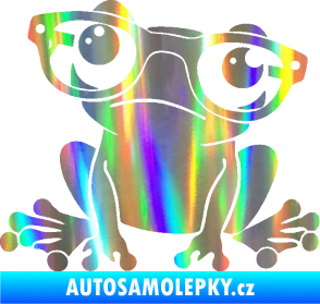 Samolepka Žába 011 levá kouká s brýlemi Holografická