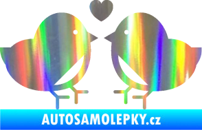Samolepka Zamilovaní ptáčci 001 se srdíčkem Holografická