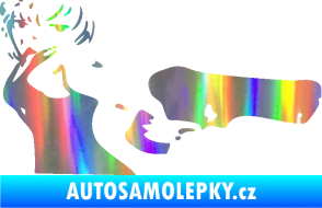 Samolepka Žena s pistolí pravá Holografická