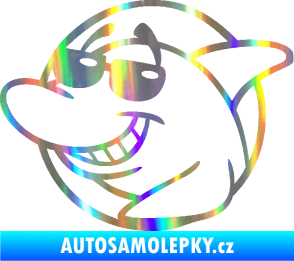 Samolepka Žralok 018 levá cool s brýlemi Holografická