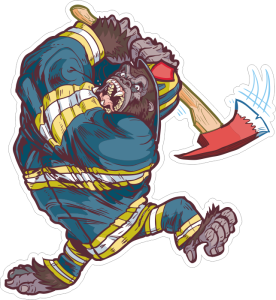 Barevná gorila 008 levá hasič se sekerou