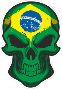 Barevná lebka 018 vlajka Brazílie
