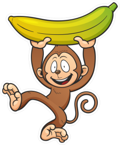 Barevná opice 010 levá s banánem