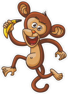 Barevná opice 012 levá s banánem